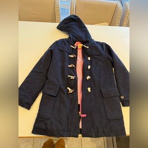 Mini Boden girls navy wool toggle coat 11/12